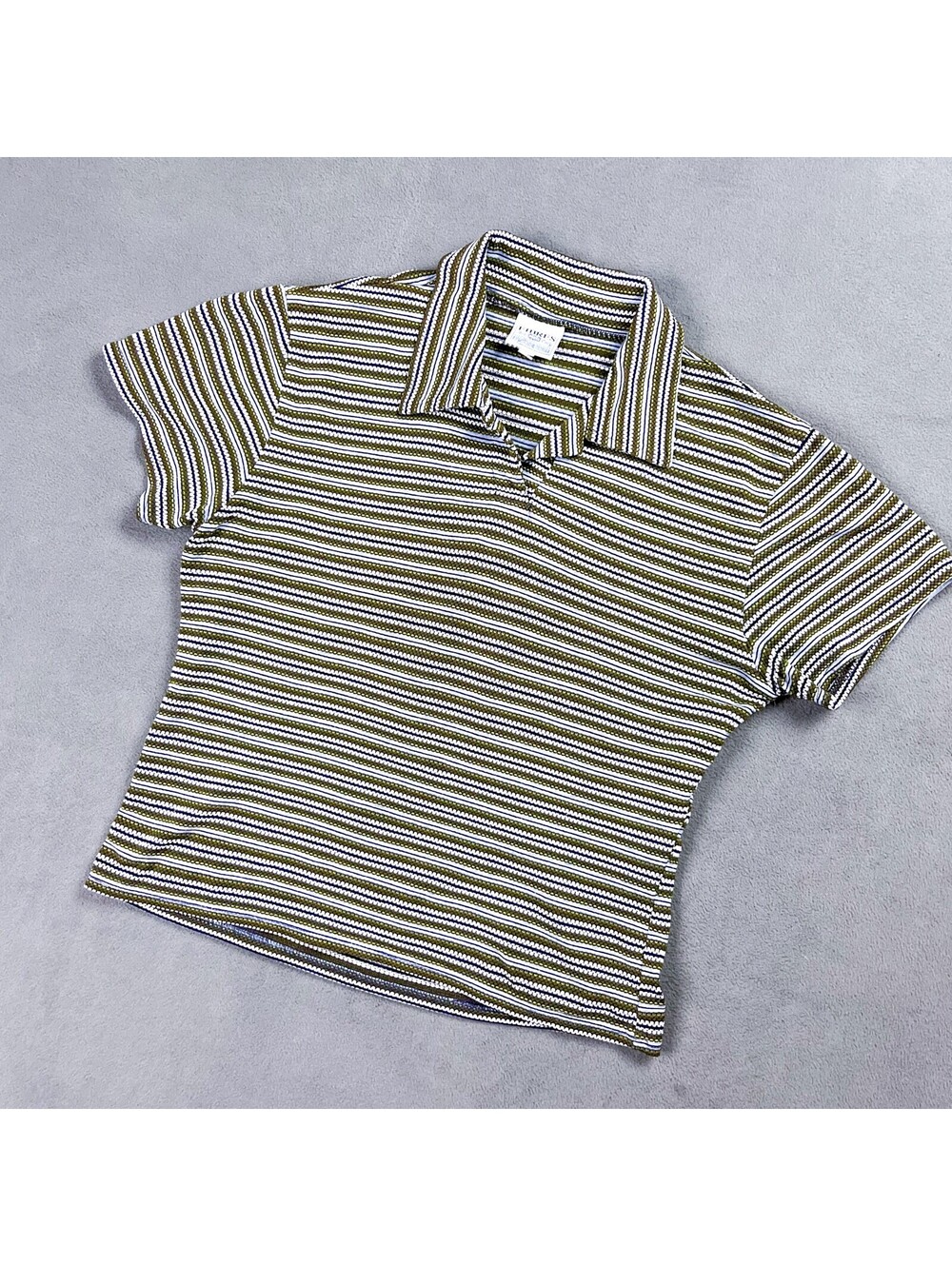Vintage Collared T-Shirt, Multi Striped Women's Shirt Sleeve Tee